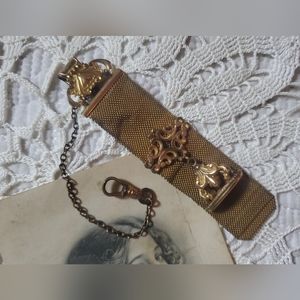 Antique The D.F.B Co Gold-Filled Pocket Watch Fob Mesh Ribbon & Wax Seal. J-484